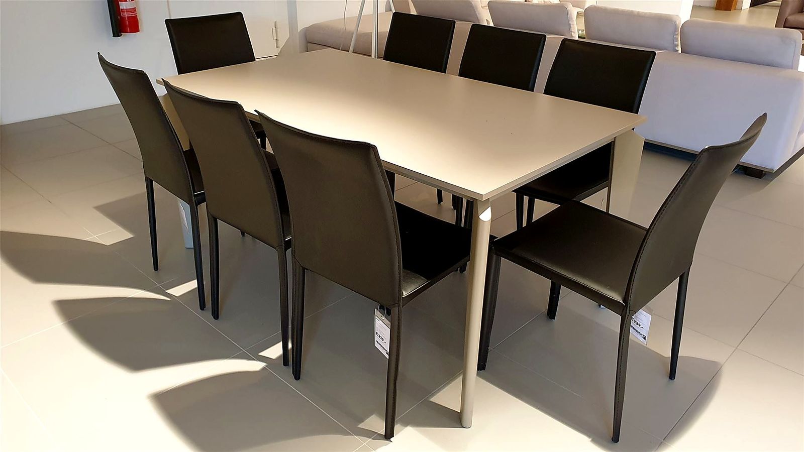 Esstisch 160 x 90 cm, Platte Sand-Melamin, Gestell Sand, ausziehbar